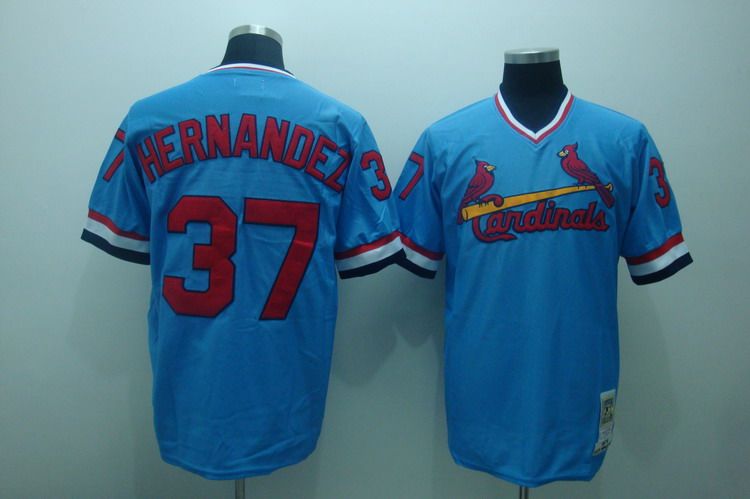 Mitchell and Ness Cardinals #37 Keith Hernandez Stitched Blue Throwback MLB Jersey